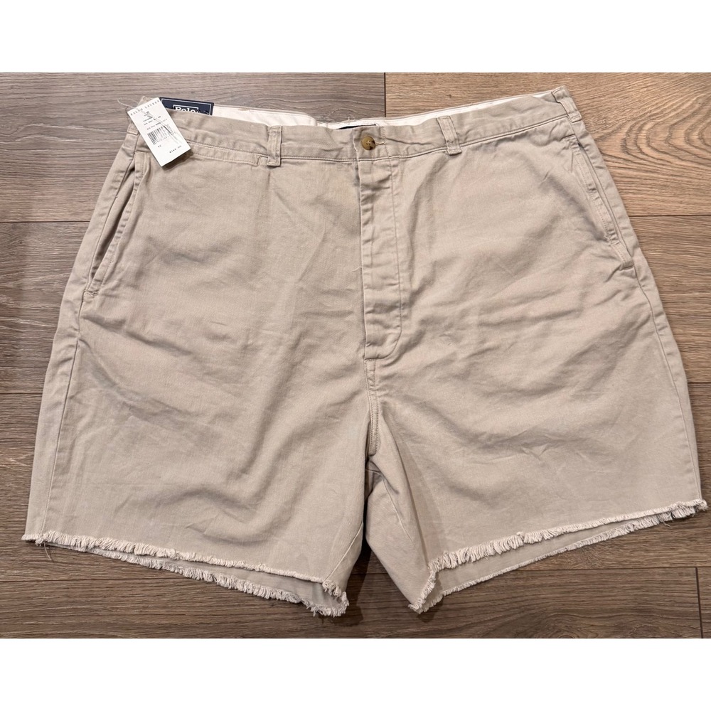 Polo Ralph Lauren Burroughs Chino Shorts Mens 42 Khaki Tan Cutoff Relaxed NEW